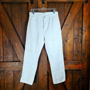 J Brand White Fray Jules High Rise Ankle Straight  Jeans Off The Grid Size 29